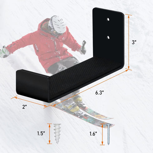 Poskad Ski Wall Mount Display, Snowboard Wall Rack, Solid Aluminum Shelf Brackets for Home and Garage Storage