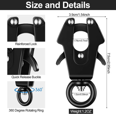 2 Pcs Frog Clip Black Dog Leash Clasp - Heavy Duty Quick Release Dog Chain Buckle for Pet Supplies