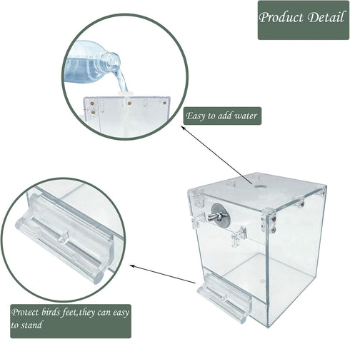 PINVNBY Bird Bath Box - Parrot No-Leakage Bathtub for Cage with Water Injector & Balls Toys (6 Pcs)