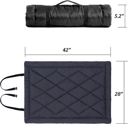 Rollup Camping Dog Bed - Outdoor Portable Travel Mat with Carry Handles for Medium Large Dogs, Waterproof Washable Pet