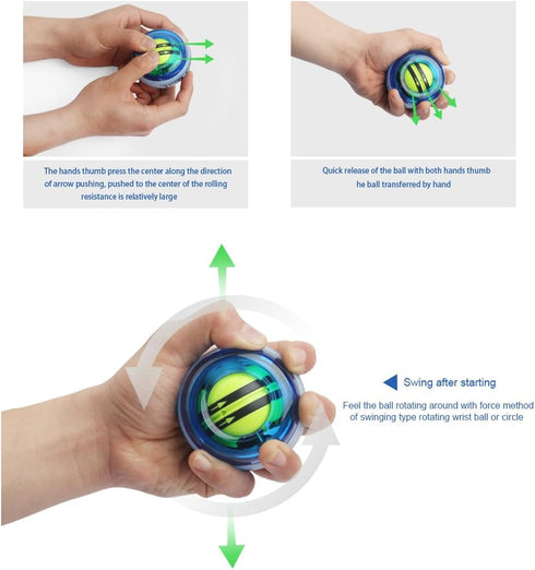 Power Wrist Ball AUTO Start Gyro Ball - LED Lights Forearm Exerciser for Strengthening Muscle and Bones