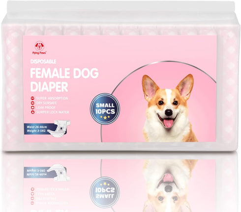 S-10 Count Disposable Female Dog Diapers, Puppy Diapers with Adjustable Elastic Waistline for Female Dog or Cat