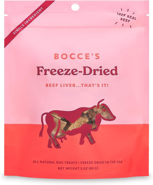 Bocce's Bakery Beef Liver Freeze-Dried Treats, 3 oz, All-Natural, Made in USA