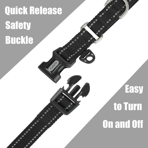 Reflective Martingale Collar for Dogs, Quick Snap Buckle Anti-Pull Nylon Safe Slip Collar for Easy Walking (Black,