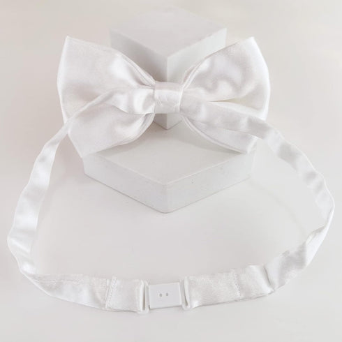 KOOLMOX Adjustable White Dog Collar Bow Tie, 2-Pack for Medium and Large Dogs, Cats, Wedding Costumes