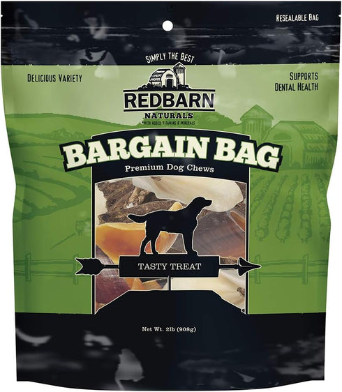 Redbarn All-Natural Variety Pack of Premium Dog Chews, Grain-Free Dental Treats, 2 lb. Bag, Made in USA