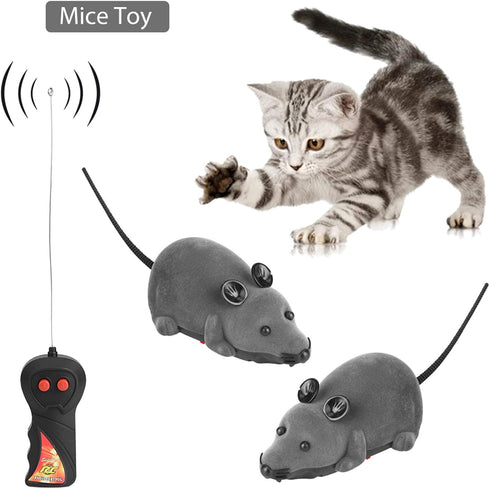 Remote Control Rat Toy, Wireless Electronic Mouse Pet Toy for Cats Dogs, Funny Mice Novelty Gift (Gray)