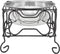 Medium Wrought Iron Stand with Single Stainless Steel Bowl, Size: 7" H x 9.5" W x 9.5" D