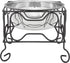 Medium Wrought Iron Stand with Single Stainless Steel Bowl, Size: 7" H x 9.5" W x 9.5" D