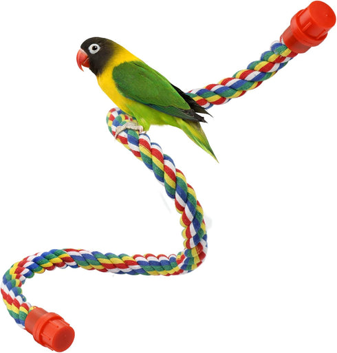 Bird Rope Perches for Parrots, Cockatiels, Budgie Cages, Comfy Colorful Rope Toy (31.5 inch)