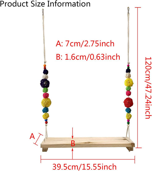 Vehomy Chicken Swing and Perch - Handmade Wood Stand Coop Toy for Hens - Accessories Ladder for Poultry Run - Large