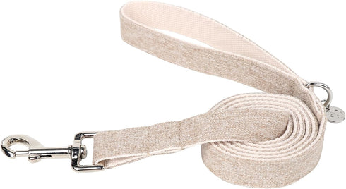 DOGWONG Cotton Hemp Dog Collar, Heavy-Duty Pink Dog Collar Durable Soft Natural Fabric Pet Dog Collar Cute Wedding Puppy Necklace for Small Medium Large Dog