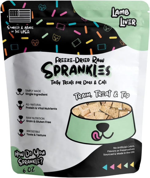 Freeze Dried Lamb Liver Treats for Cats & Dogs, Single Ingredient, Grain-Free, Made in USA