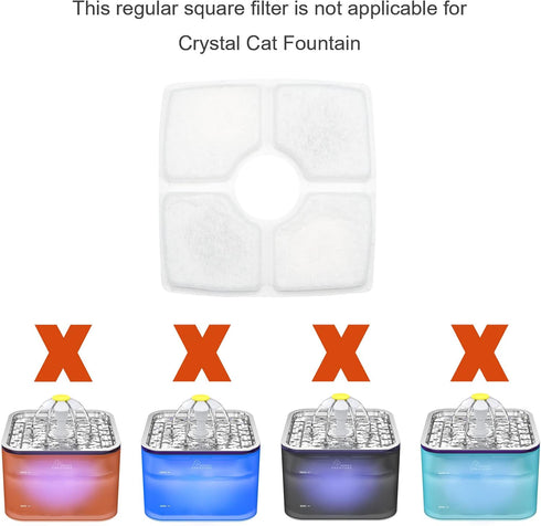Wonder Creature Cat Fountain Filter for Cubic Cat Water Fountain, 4 Carbon Filters & 2 Pre-Filter Sponges Pack