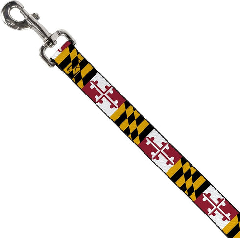 Dog Leash Maryland Flags 4 Feet Long 1.5 Inch Wide
