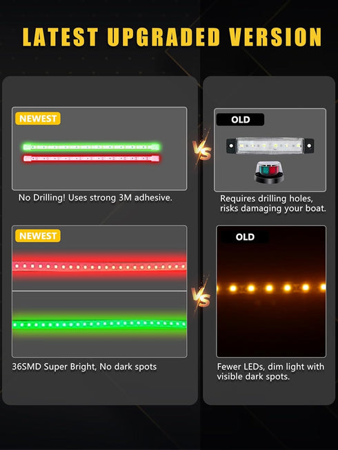 4Pcs 12inch 12v IP68 YM E-Bright Boat Navigation Lights Marine Navigation led Lights Waterproof for Boats, Pontoon