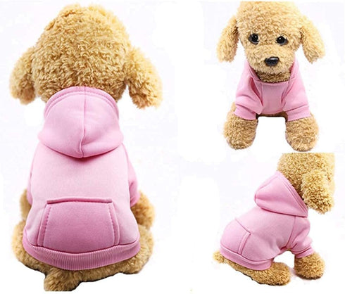 Jecikelon Winter Dog Hoodie Sweatshirts with Pockets - Warm Dog Clothes for Small Dogs (Medium, Pink)