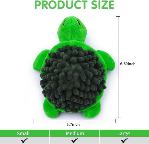 Turtle Squeaky Dog Toys with Ball - 2-in-1 Plush Toys for Small Breeds, BPA-Free Rubber & Soft Fabric for Interactive