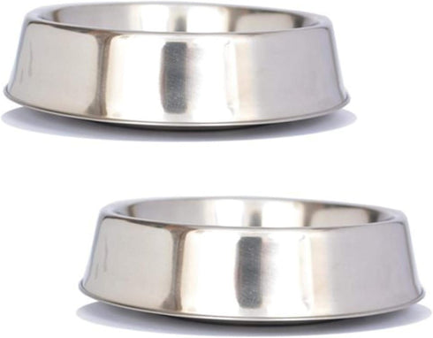ICONIC PET 2 Pack Stainless Steel Non-Skid Pet Bowls, 16 Oz, Raised Rim, Dishwasher Safe for Dog or Cat