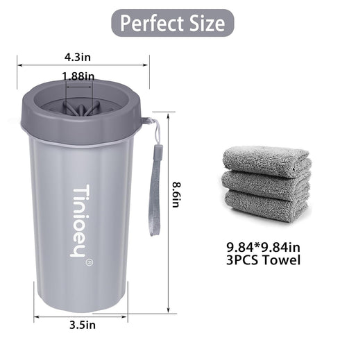 Dog Paw Cleaner for Large Dogs, Muddy Paw Washer with 3 Towels & Dog Bath Brush