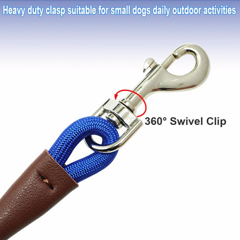 Small Dog Leash, Lightweight Strong Nylon Rope 1/4" by 6/8/10 FT, Bright Classic Leash for Small Pets (6ft, Dark Blue)