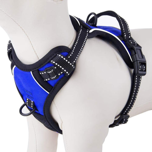 PHOEPET No Pull Dog Harness for Small Puppies, Reflective Adjustable Front Clip Vest with Soft Handle (M, Royal Blue)