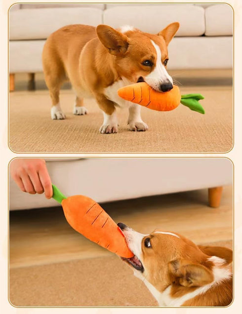 YASREKUYI Carrot Style Squeaky Large Plush Dog Toys - Small Breed Puppy Chew Toys - Chewing Toys for Dogs - Large&Small