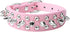Spiked Dog Collar Soft PU Leather with Mushrooms Rivet Spike Studded for Small Breeds (L, Pink)