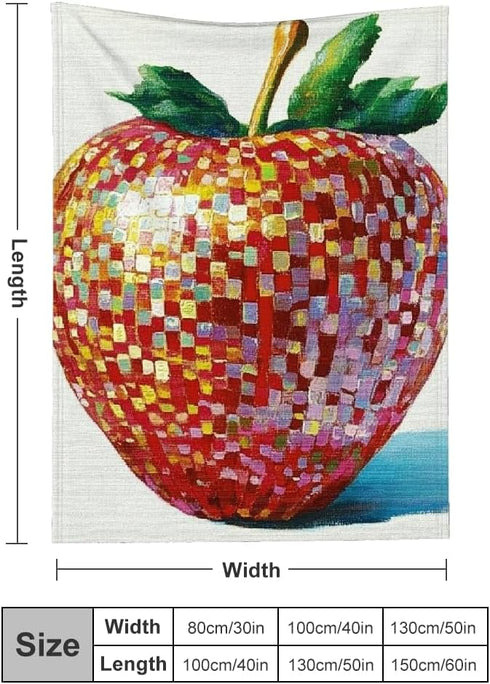 PALNKART 40x50in Apple Pointillism Durable Soft and Warm Flannel Blanket for Sofa Bed Travel Camping Chair