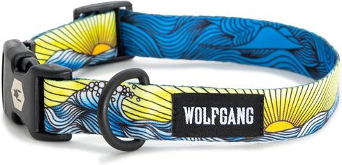 Wolfgang Premium Adjustable Dog Training Collar for Small Medium Large Dogs, Made in USA, DawnPatrol Print, Medium
