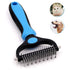 Dog Brush for Shedding - 2 Sided Deshedding Comb for Short & Long Haired Dogs, Cats & Pets - Blue