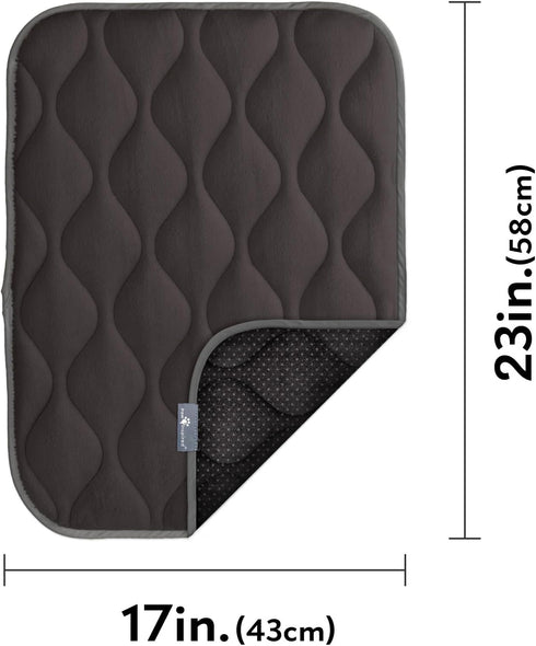 Paw Inspired Washable Padded Crate Mats for Dogs, 23” x 17” Pad, Leakproof Waterproof Bottom, Plush Pet Beds (Gray)