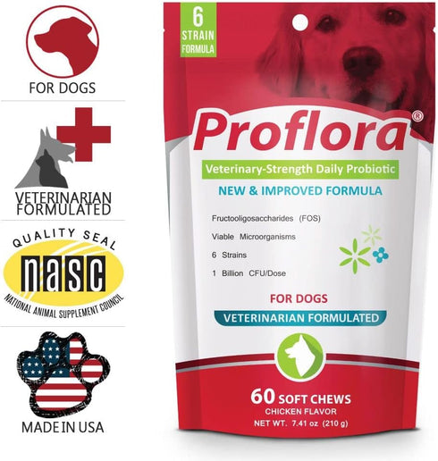 Probiotics for Dogs, Complete Gut Health & Immune Support, 60 Soft Chews, Easy to Use