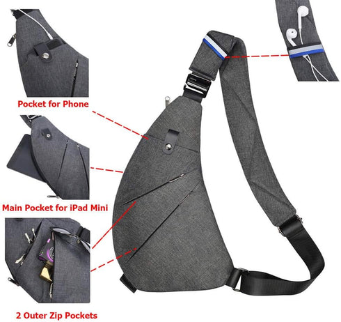 Sling Bag Chest Backpack - Casual Daypack Shoulder Crossbody Lightweight Anti Theft Outdoor Sport Travel for Men Women