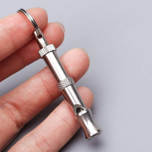 Silver Adjustable Ultrasonic Dog Whistle - Portable Pet Whistle for Training and Behavior Aids