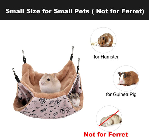 Petmolico Small Pet Hammock Bed, Warm Hanging BunkBed for Parrot, Sugar Glider, Squirrel, Hamster, Rat, Pink Cup