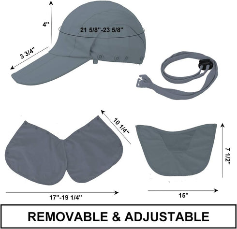 Foldable Sun Cap Fishing Hats, UPF 50+ Protection Caps with Face Mask Neck Flap