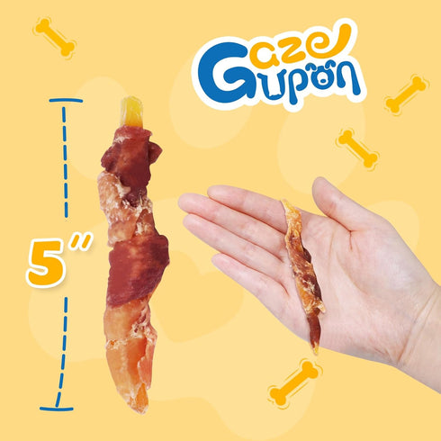 Free,14.1 oz gazeupon Dog Treats, Chicken&Duck Wrapped Sweet Potato, Healthy Training Snacks for Small Medium Dogs