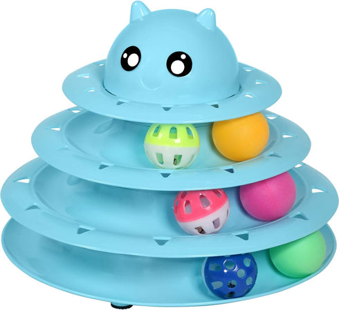 UPSKY Cat Toy Roller 3-Level Turntable Cat Toys Balls with Six Colorful