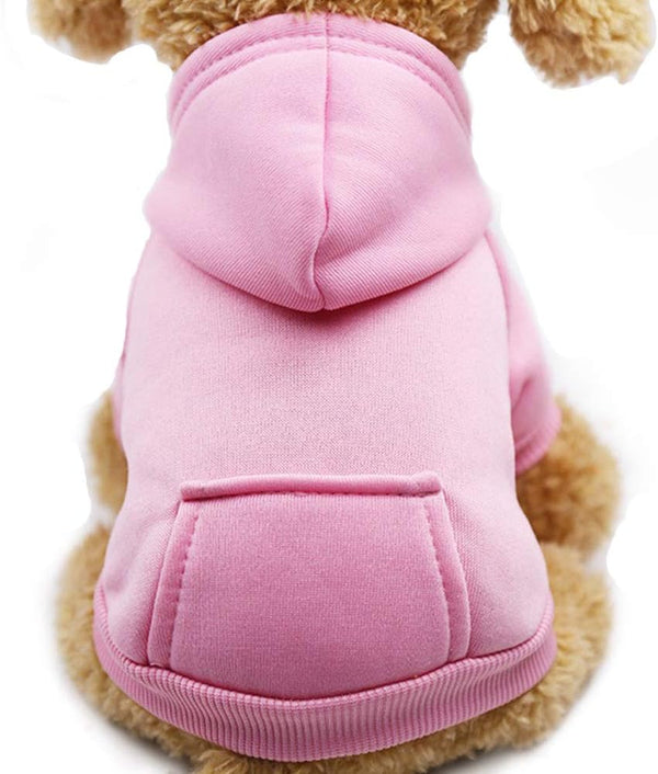 Jecikelon Winter Dog Hoodie Sweatshirts with Pockets - Warm Dog Clothes for Small Dogs (Medium, Pink)