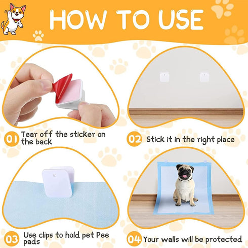 Kandishiex 12pcs US Dog Wall Pee Pad Holder Self-Sticky Pee Pad Wall Clip Keeps Your House Clean Dog Potty Training Pad