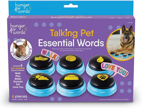 Hunger For Words Talking Pet Essential Words - 6 Piece Set of Pre-Recorded Speech Buttons for Dogs