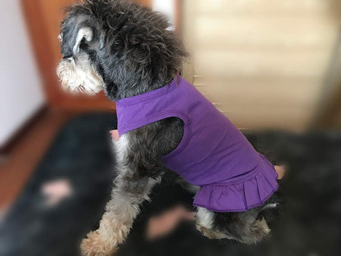 Pet Clothes Small Dog Blank Color Sport Dress T-Shirts Tanks for Female Dogs, 100% Cotton (L, Purple)