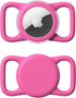 Waterproof Airtag Dog Collar Holder - Ultra-Durable Silicone & ABS Airtag Case for Dog & Cat Collars (Rose, Regular)