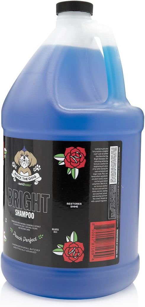 Bark2Basics Rock The Dog Brightening Pet Shampoo - 1 Gallon for Lightening and Whitens Fur, Concentrated