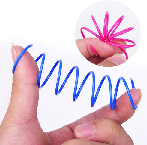 Andiker 24pcs Cat Spring Toy, Colorful Spiral Springs, Interactive Durable Plastic Toys for Indoor Cats