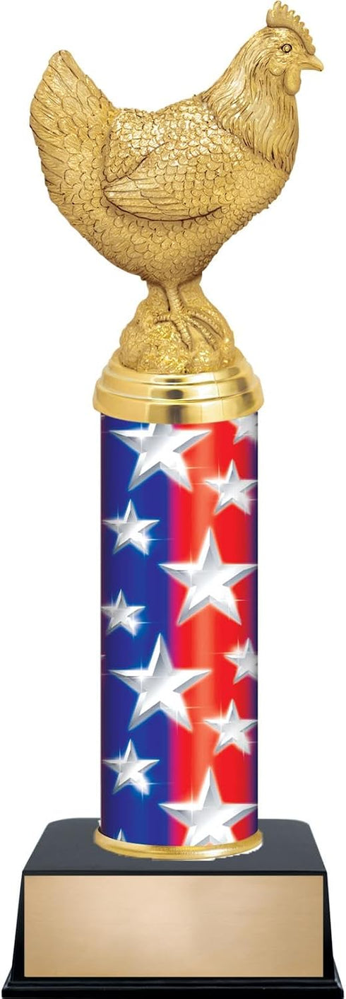 Customizable 10.5" Chicken Pennant Star Trophy Award, Engrave Now