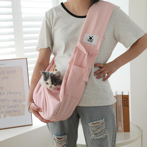 Forher Pet cat Sling Carrier, Cat Travel Bag, Pet Soft Pouch and Tote Design, Shoulder Strap Hands Free Safe-Suitable