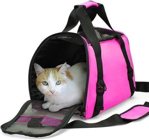 Soft-Sided Cat Carrier, Portable Foldable Pet Travel Carrier for Cats, Dogs, Puppy, Airline Approved (Small Rosered)