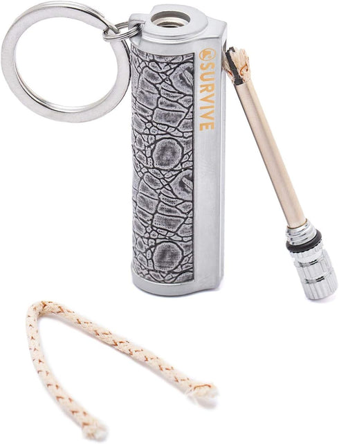 SURVIVE Permanent Match Metal, 2 Pack, Reusable Survival Fire Starter Lighter, Emergency Waterproof Keychain Kit.